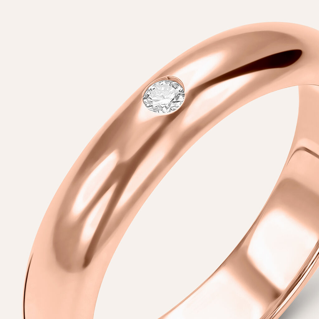Fede Classica Leggera 4 mm Oro Rosa Diamante