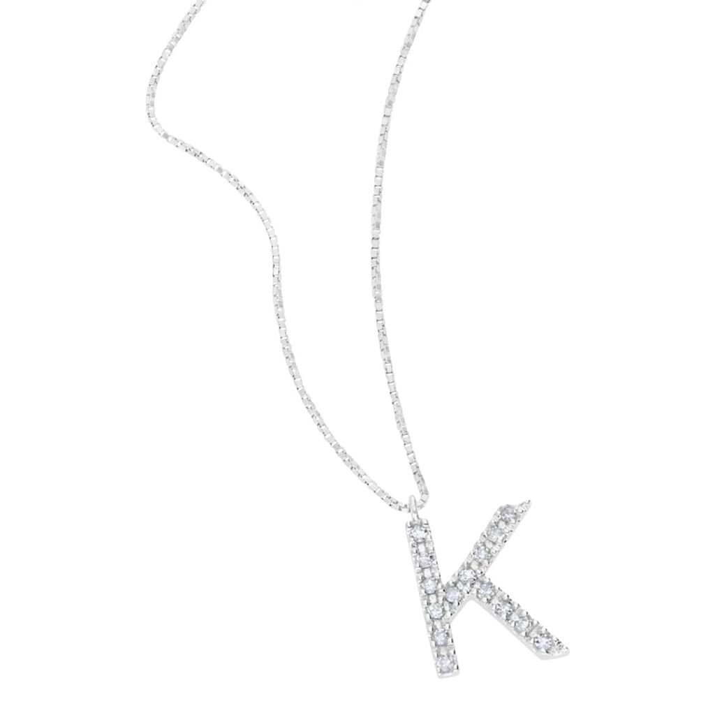 Collana Diamond Letters Oro Bianco Diamante - Collane Donna | Stroili