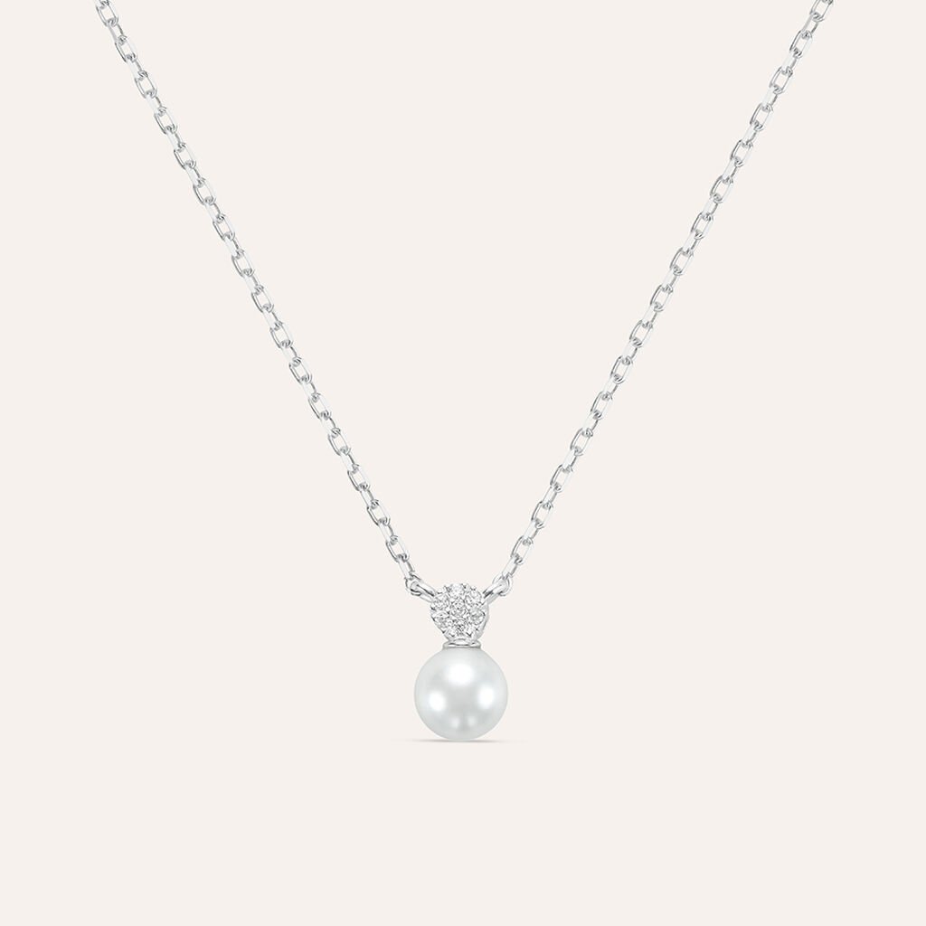 Collana Silver Pearls Argento Rodiato Perla sintentica Cubic Zirconia