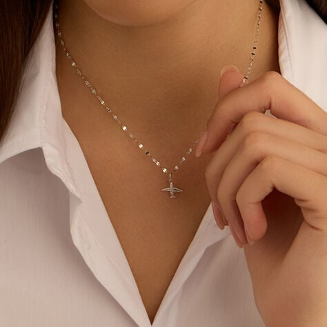 Pendente Po&egrave;me Oro Bianco Cubic Zirconia - Ciondoli Donna | Stroili