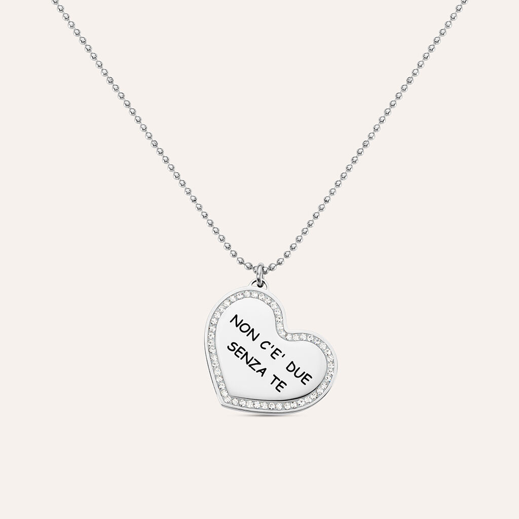 Collana con ciondolo in acciaio e strass - Collane Donna | Stroili