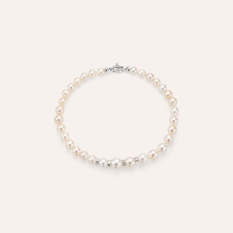 Bracciale Gold Pearls Oro Bianco Perla D'Acqua Dolce Diamante - Bracciali Donna | Stroili