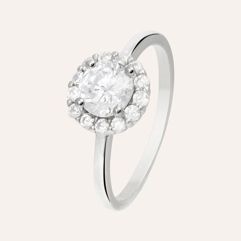 Anello Solitario Silver Elegance Argento Rodiato Cubic Zirconia - Anelli con Pietre Donna | Stroili