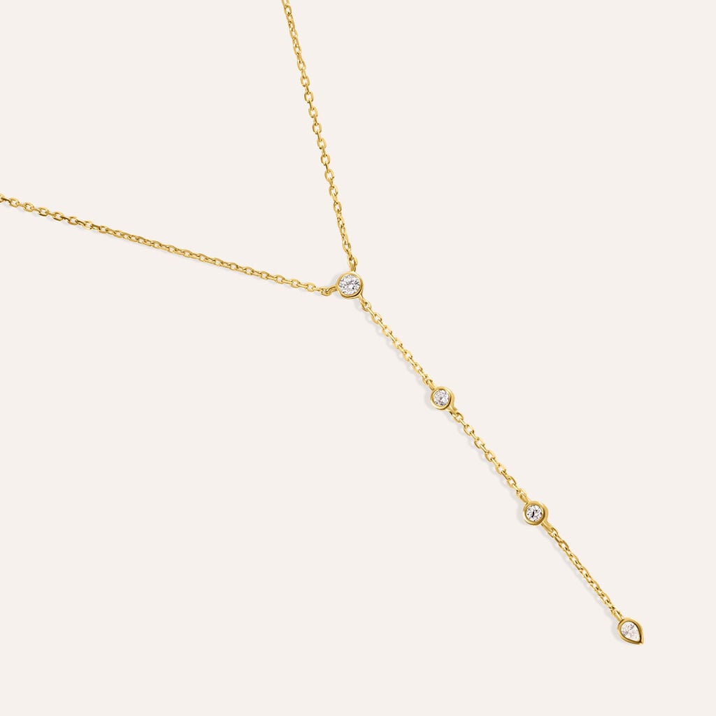 Collana Punto Luce Silver Glow Argento Dorato Cubic Zirconia