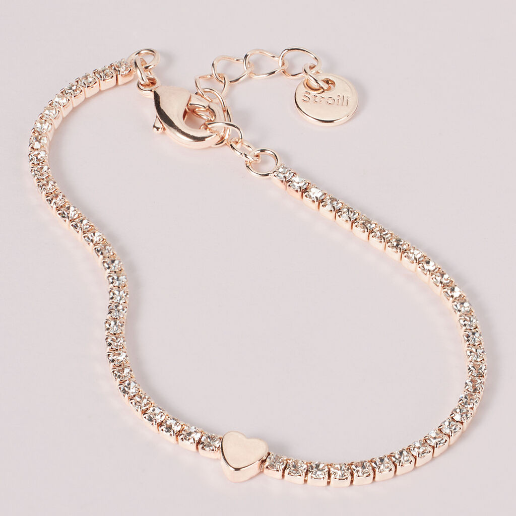 Bracciale Tennis Romantic Shine Metallo Rosa Cristallo - Bracciali Tennis Donna | Stroili