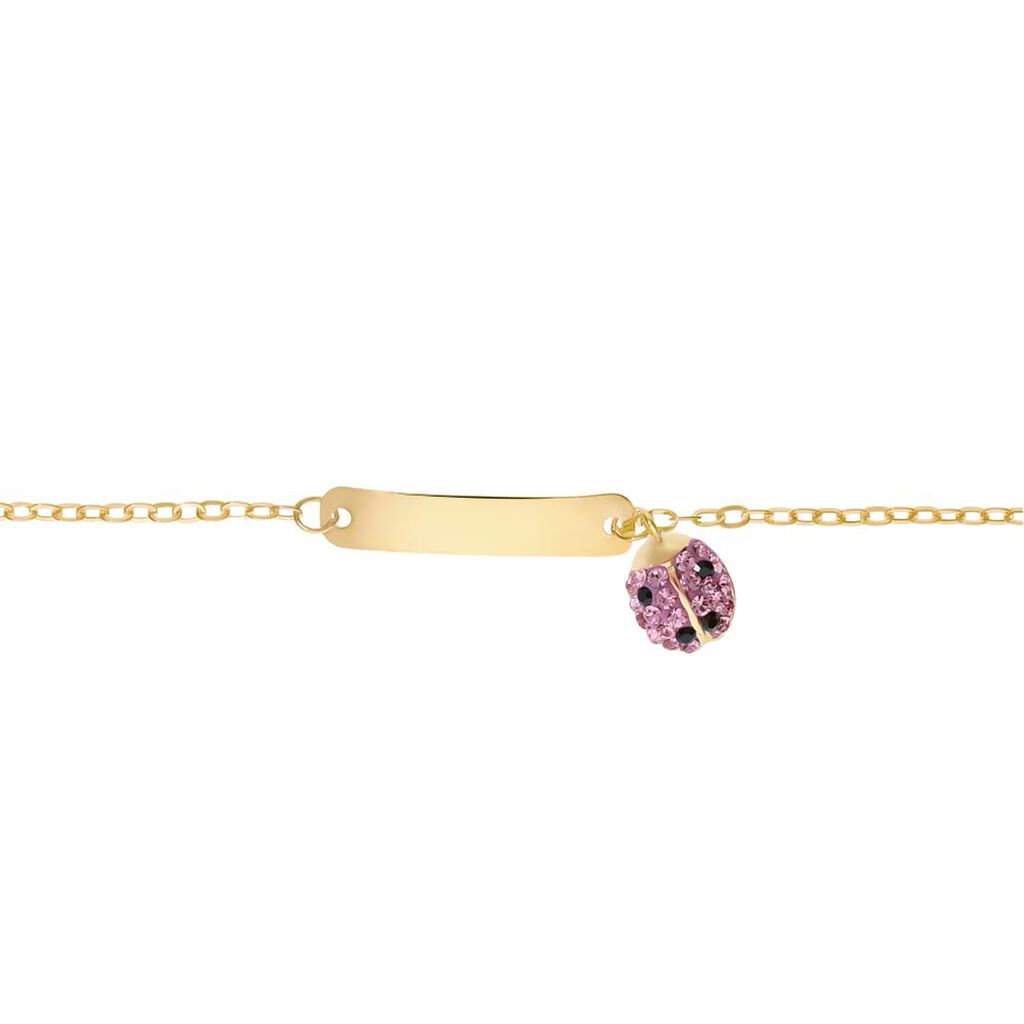 Bracciale Con Targhetta Holy Oro Giallo Cristallo