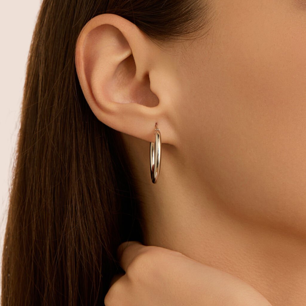 Orecchini A Cerchio Toujours Oro Bianco - Orecchini a Cerchio Donna | Stroili