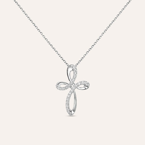 Elli Collana Donna Con Ciondolo Croce E Zirconi – Argento Sterling 925, Simbolo Di Fede, Regalo Per Compleanno, Natale, Festa Della Mamma