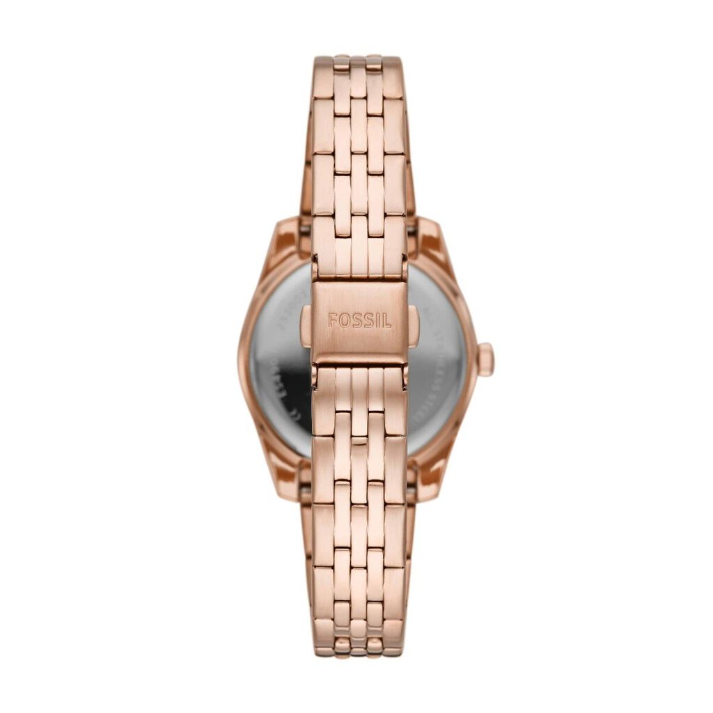 Orologio Fossil solo tempo con cinturino in acciaio rosato e quadrante blu