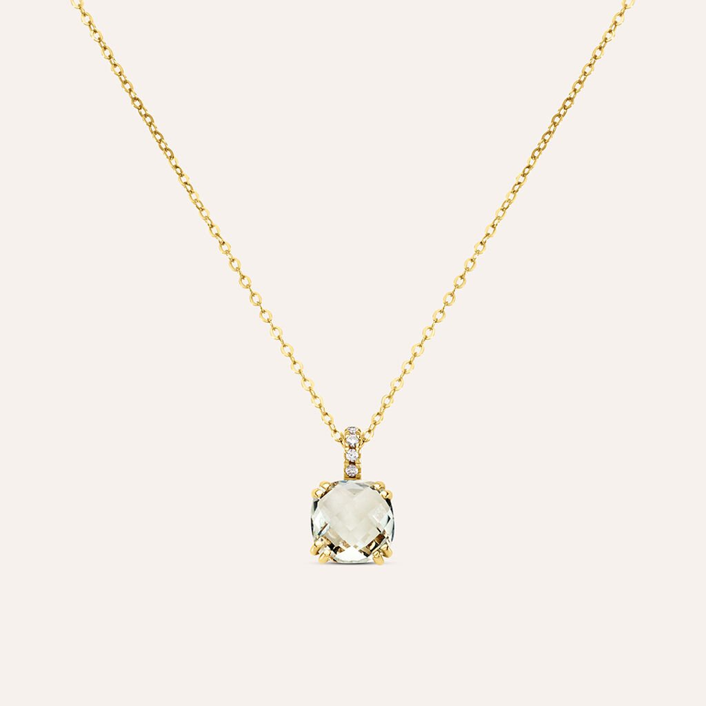Collana Punto Luce Am&eacute;lie Oro Giallo Ametista Cubic Zirconia