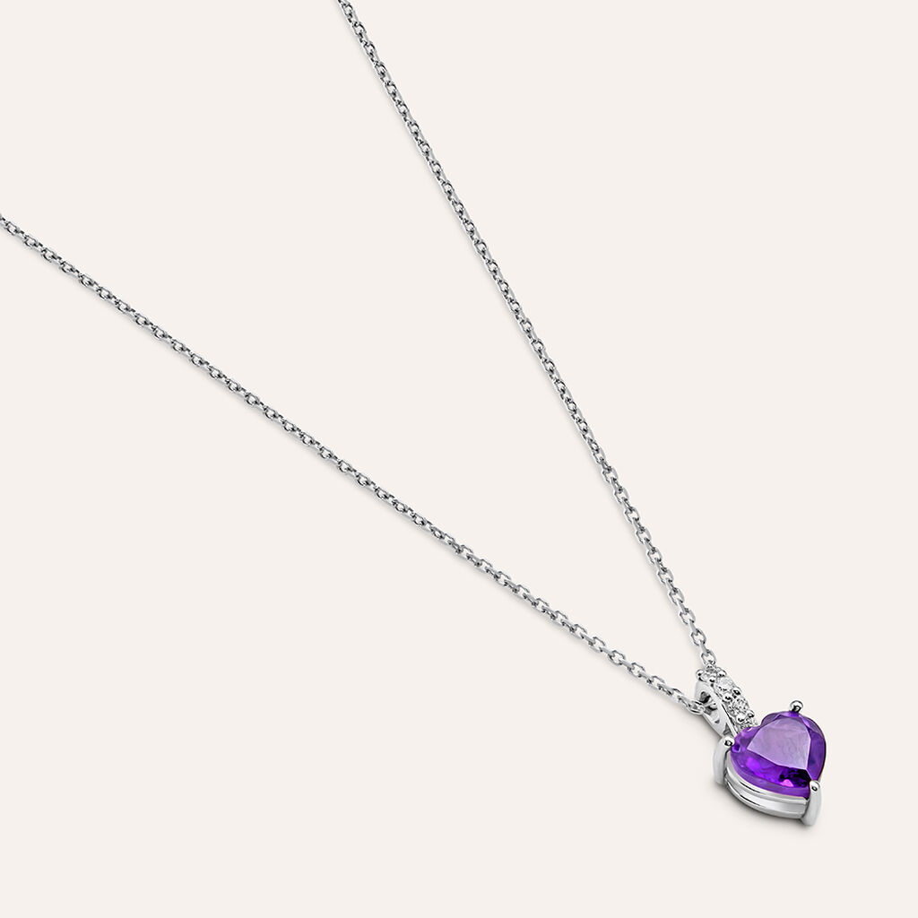Collana Punto Luce Amélie Oro Bianco Ametista Cubic Zirconia - Collane Punto Luce Donna | Stroili
