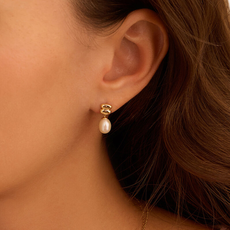 Orecchini Lobo Gabrielle Oro Giallo Perla D'Acqua Dolce - Orecchini a Lobo Donna | Stroili