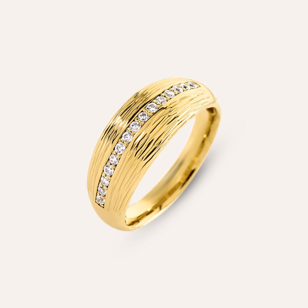 Anello Fascia Desideria Argento Nobile Dorato Cubic Zirconia