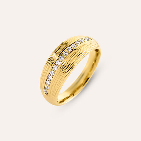 Anello Fascia Desideria Argento Nobile Dorato Cubic Zirconia - Anelli con Pietre Donna | Stroili