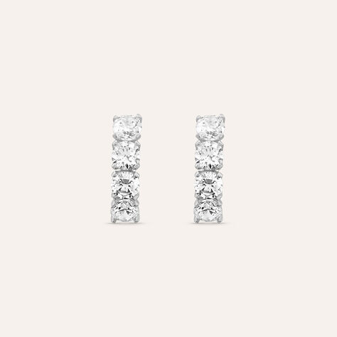 Orecchini Lobo Claire Oro Bianco Cubic Zirconia - Orecchini a Lobo Donna | Stroili