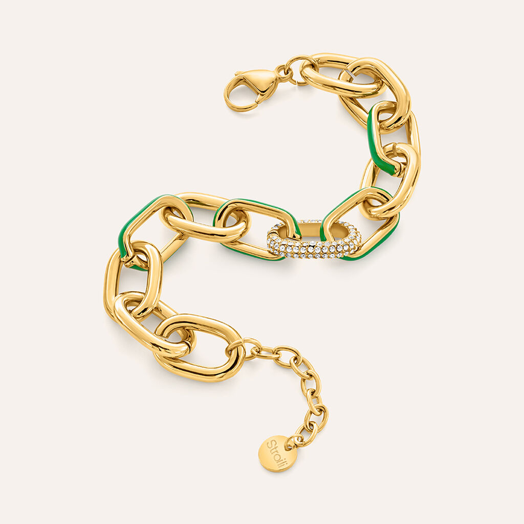 Bracciale Catena Lady Sweet Acciaio Dorato Cristallo