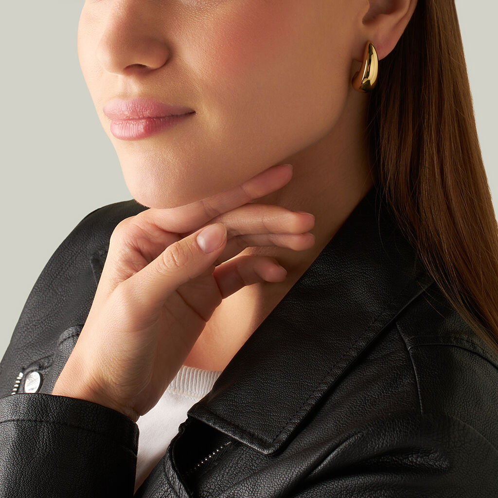 Orecchini Lobo Lady Code Acciaio Dorato - Orecchini a Lobo Donna | Stroili