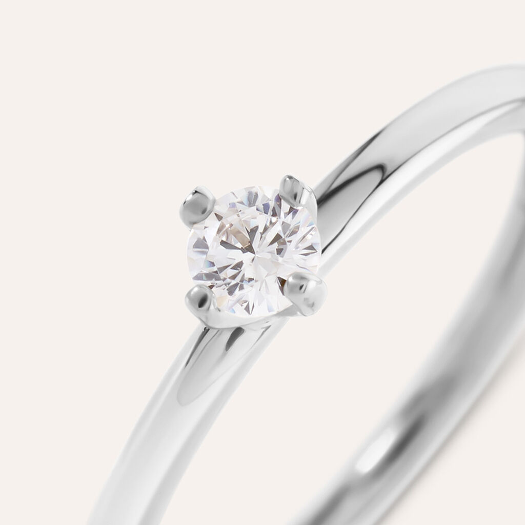 Anello Solitario Desideria Argento Nobile Rodiato Cubic Zirconia