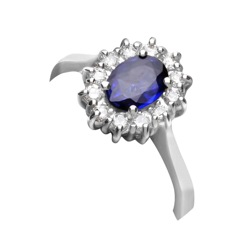 Anello Solitario Charlotte Oro Bianco Zaffiro Diamante - Anelli con Pietre Donna | Stroili
