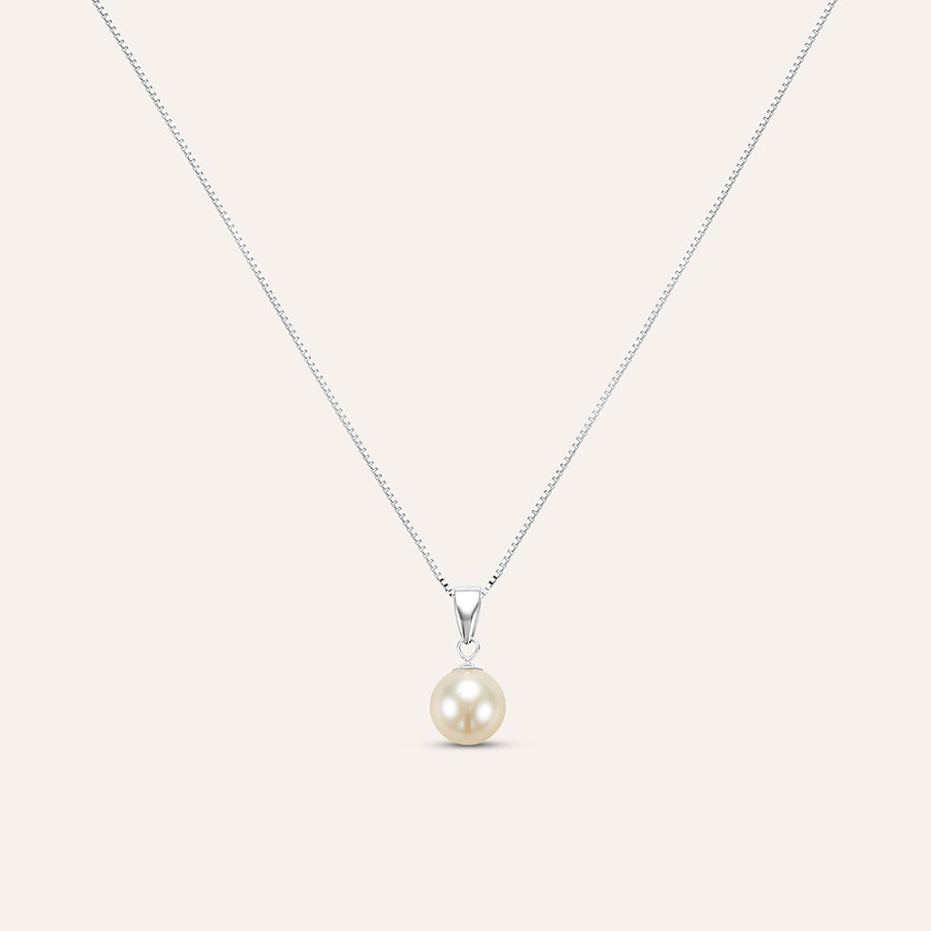 Collana Gabrielle Oro Bianco Perla D'Acqua Dolce