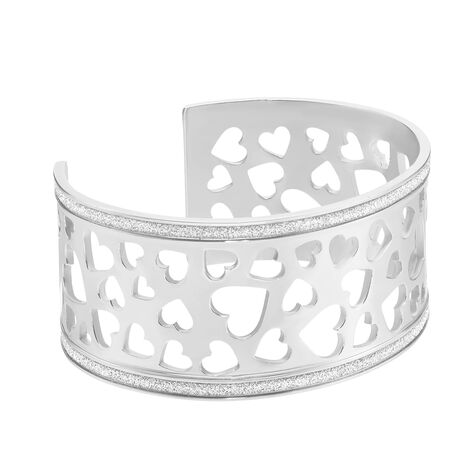 Bracciale cuori bangle medium in acciaio e lurex - Bracciali Donna | Stroili