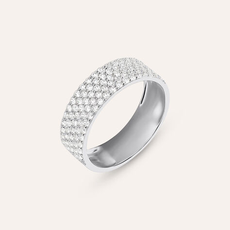 Anello Fascia Claire Oro Bianco Cubic Zirconia - Anelli a Fascia Larga Donna | Stroili