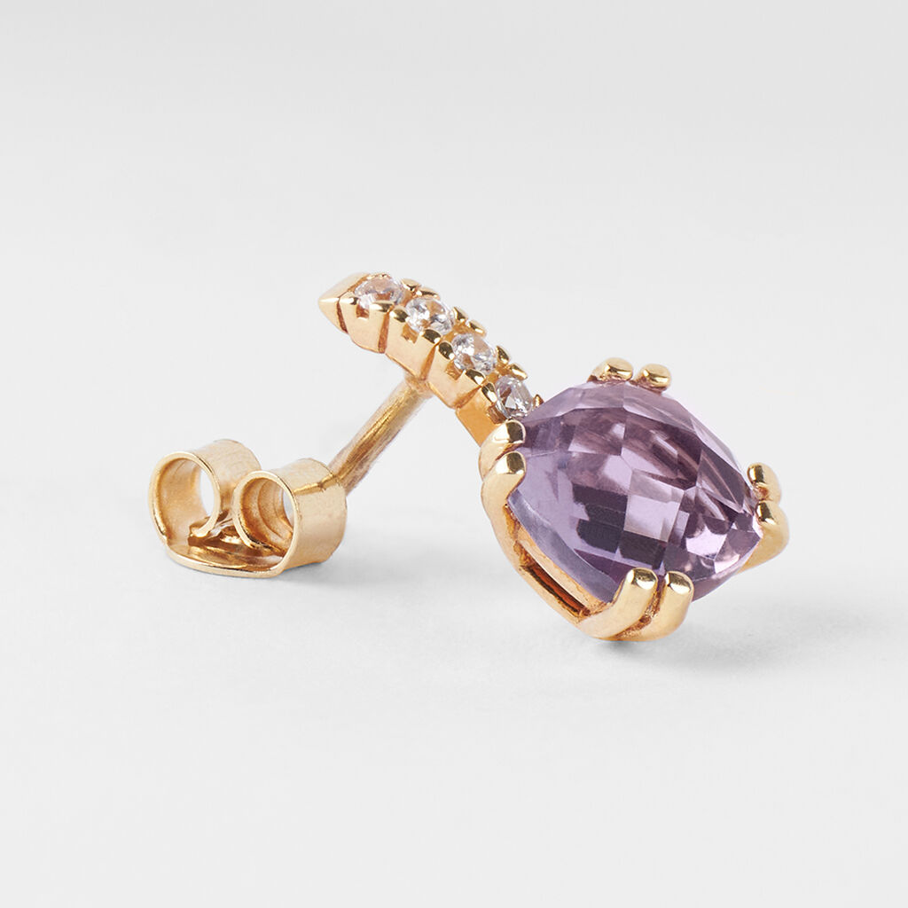Orecchini Lobo Punto Luce Amélie Oro Giallo Ametista Cubic Zirconia - Orecchini a Lobo Donna | Stroili
