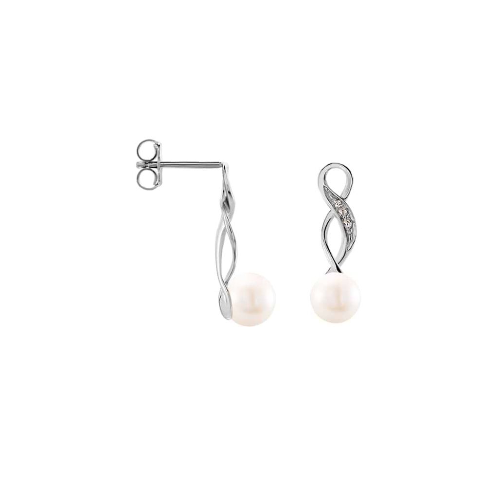 Orecchini Pendenti Gold Pearls Oro Bianco Perla D'Acqua Dolce Diamante - Orecchini Pendenti Donna | Stroili