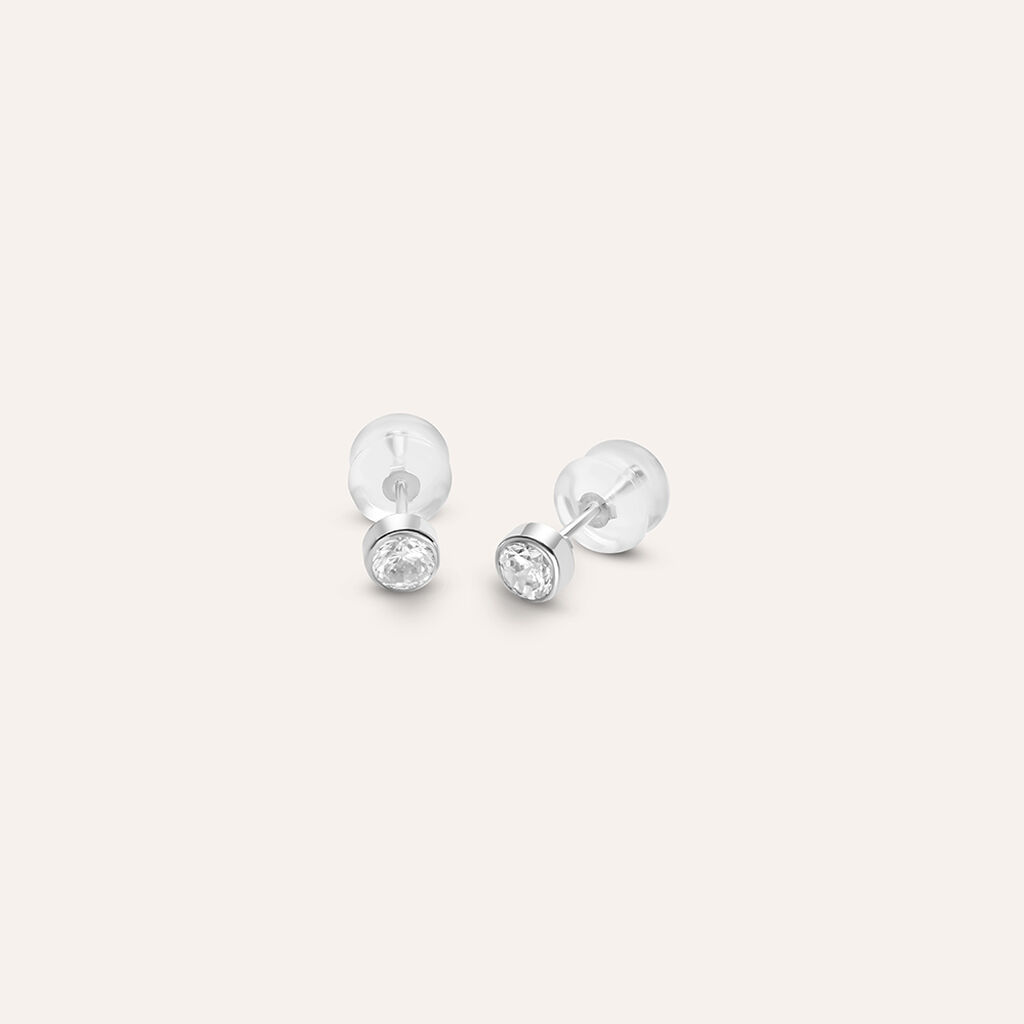 Orecchini Lobo Punto Luce Bon Ton Oro Bianco Cubic Zirconia
