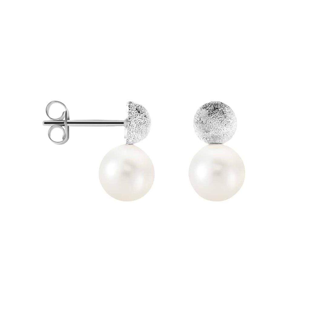 Orecchini Lobo Silver Pearls Argento Rodiato Perla sintentica