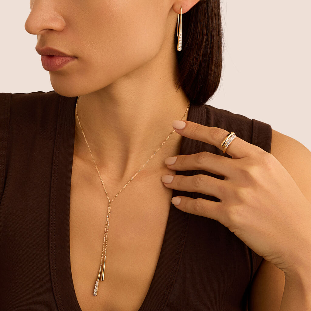 Orecchini Pendenti Golden Dreams Placcato Oro Giallo Cubic Zirconia