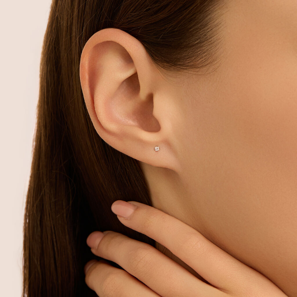 Orecchini Lobo Punto Luce Bon Ton Oro Bianco Cubic Zirconia