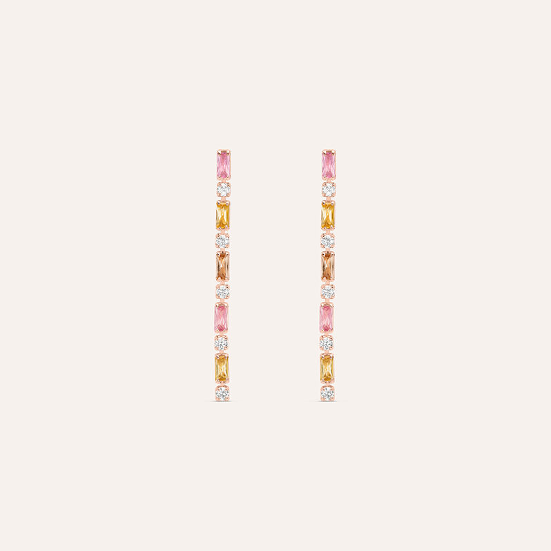 Orecchini Pendenti Tennis Romantic Shine Ottone Rosa Cristallo - Orecchini Pendenti Donna | Stroili