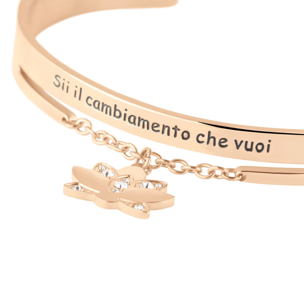 Bangle Lady Message Acciaio Rosa Cristallo - Bracciali Rigidi Donna | Stroili