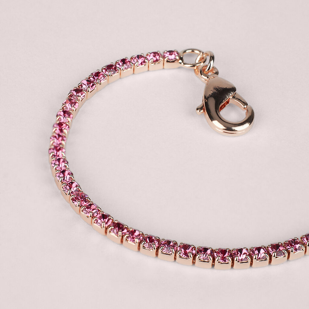 Bracciale Tennis Romantic Shine Metallo Rosa Cristallo - Bracciali Tennis Donna | Stroili