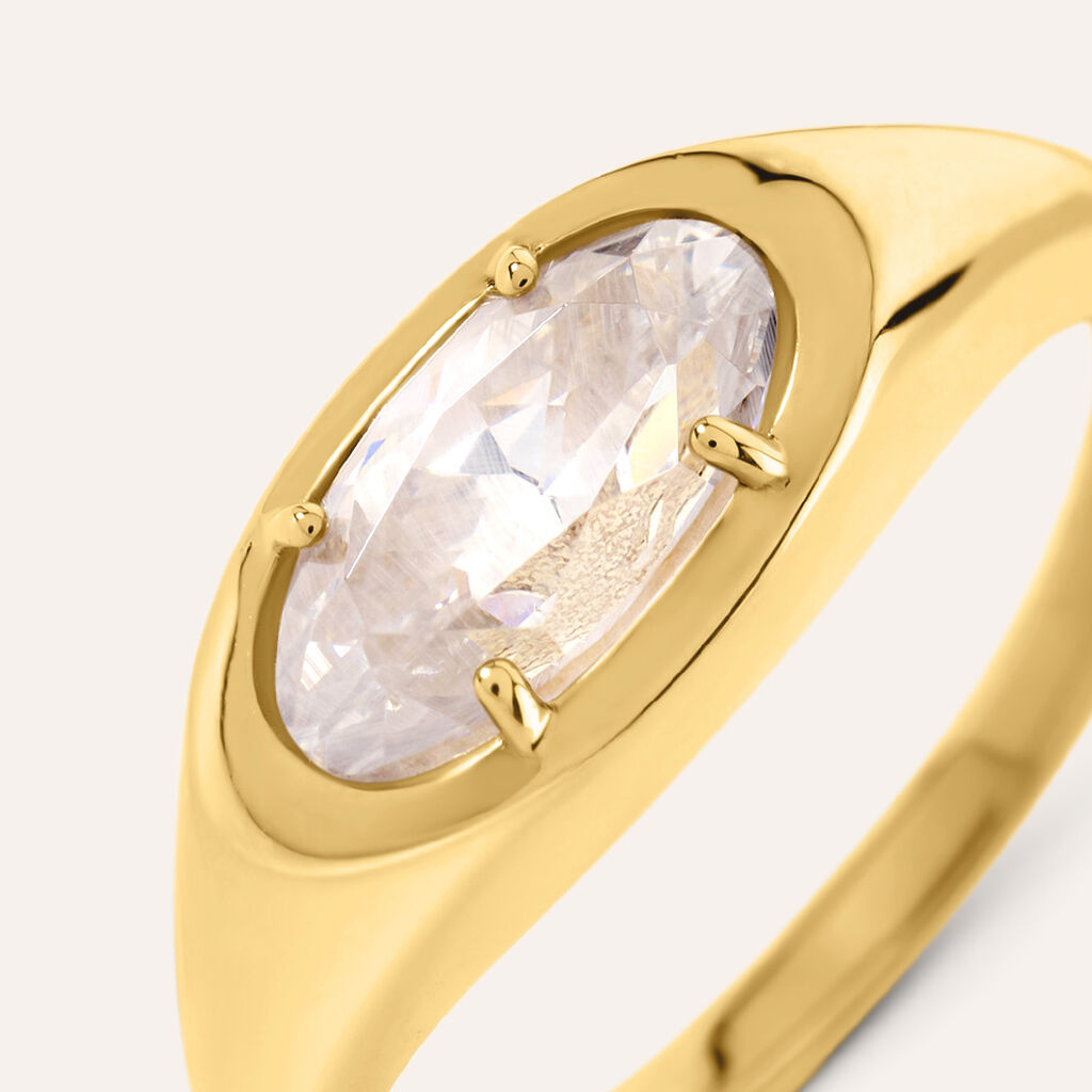 Anello Solitario Desideria Argento Nobile Dorato Cubic Zirconia