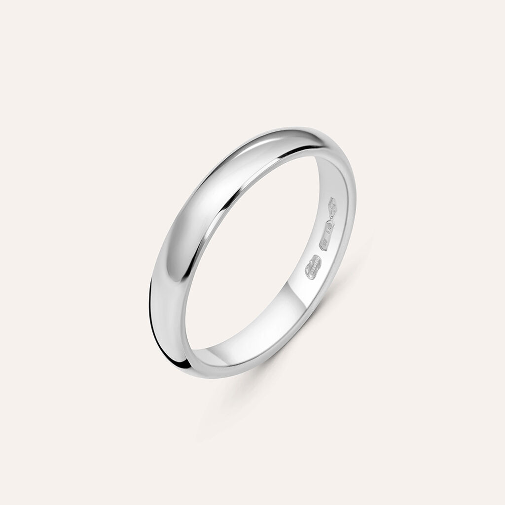 Fede Classica 3.4 mm Oro Bianco - Anelli con Incisione Unisex | Stroili