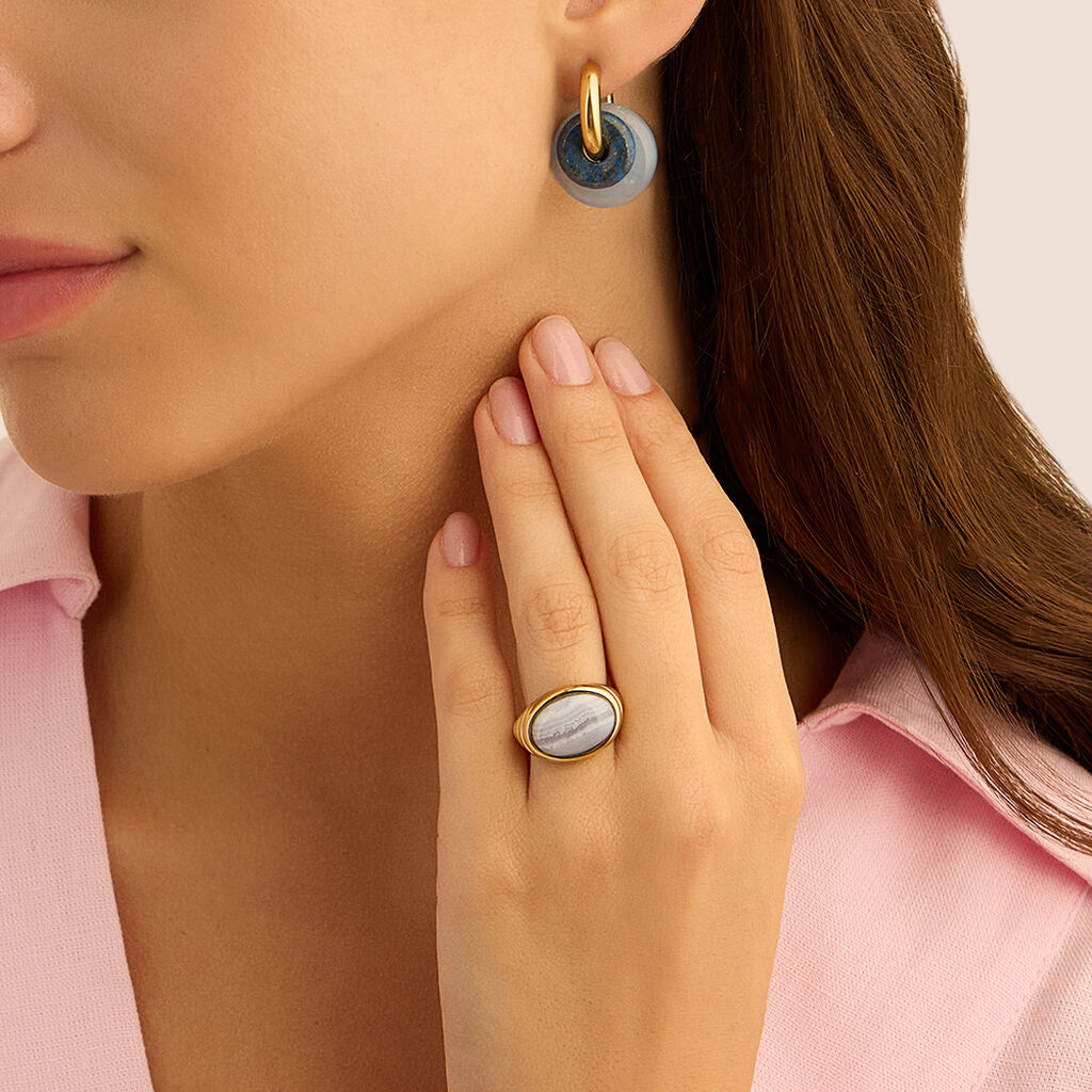 Anello Fascia Radiance Acciaio Dorato Agata