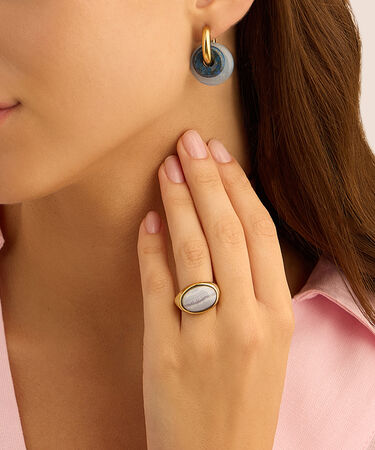 Anello Fascia Radiance Acciaio Dorato Agata