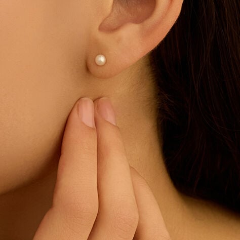 Orecchini Lobo Gabrielle Oro Bianco Perla D'Acqua Dolce - Orecchini a Lobo Donna | Stroili