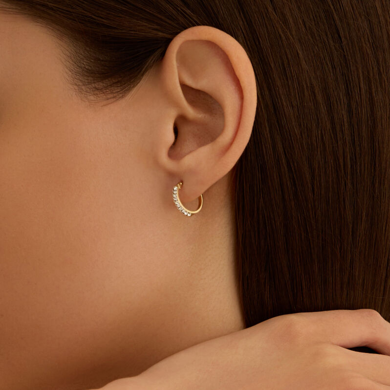 Orecchini A Cerchio Toujours Oro Giallo Cristallo - Orecchini a Cerchio Donna | Stroili