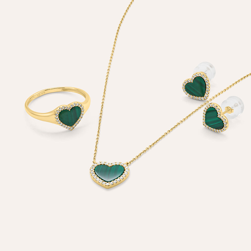 Orecchini Lobo Beverly Oro Giallo Malachite Cubic Zirconia - Orecchini a Lobo Donna | Stroili