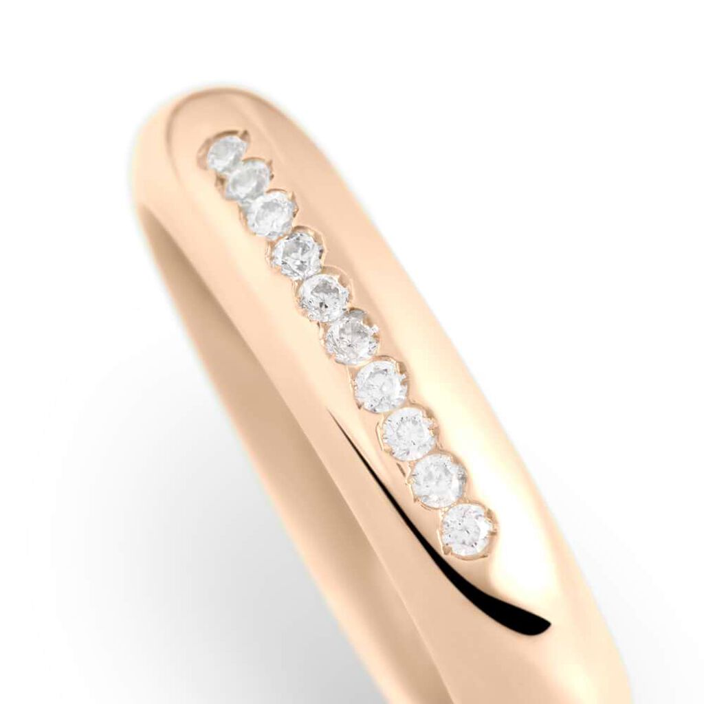 Fede Classica Leggera 4 mm Oro Rosa Diamante