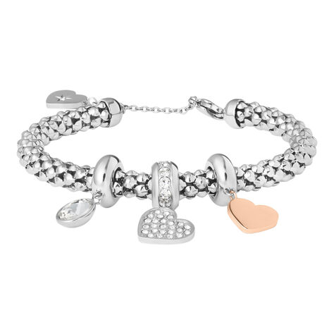 Bracciale Bambina Stroili In Argento 925 E Perline Rosa Con Cuore