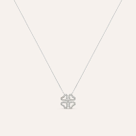 Collana in oro bianco e diamanti 0.14 ct con ciondolo Quadrifoglio - Collane Donna | Stroili