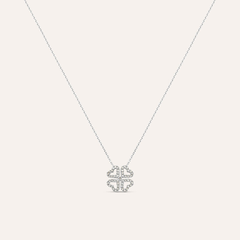Collana in oro bianco e diamanti 0.14 ct con ciondolo Quadrifoglio - Collane Donna | Stroili