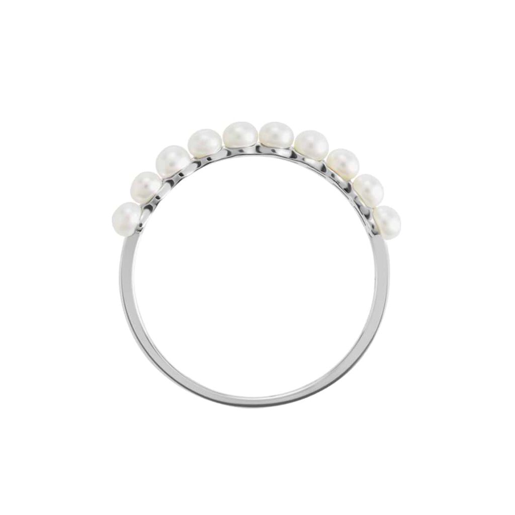 Anello Riviere Gabrielle Oro Bianco Perla D'Acqua Dolce Cubic Zirconia - Anelli Riviere Donna | Stroili