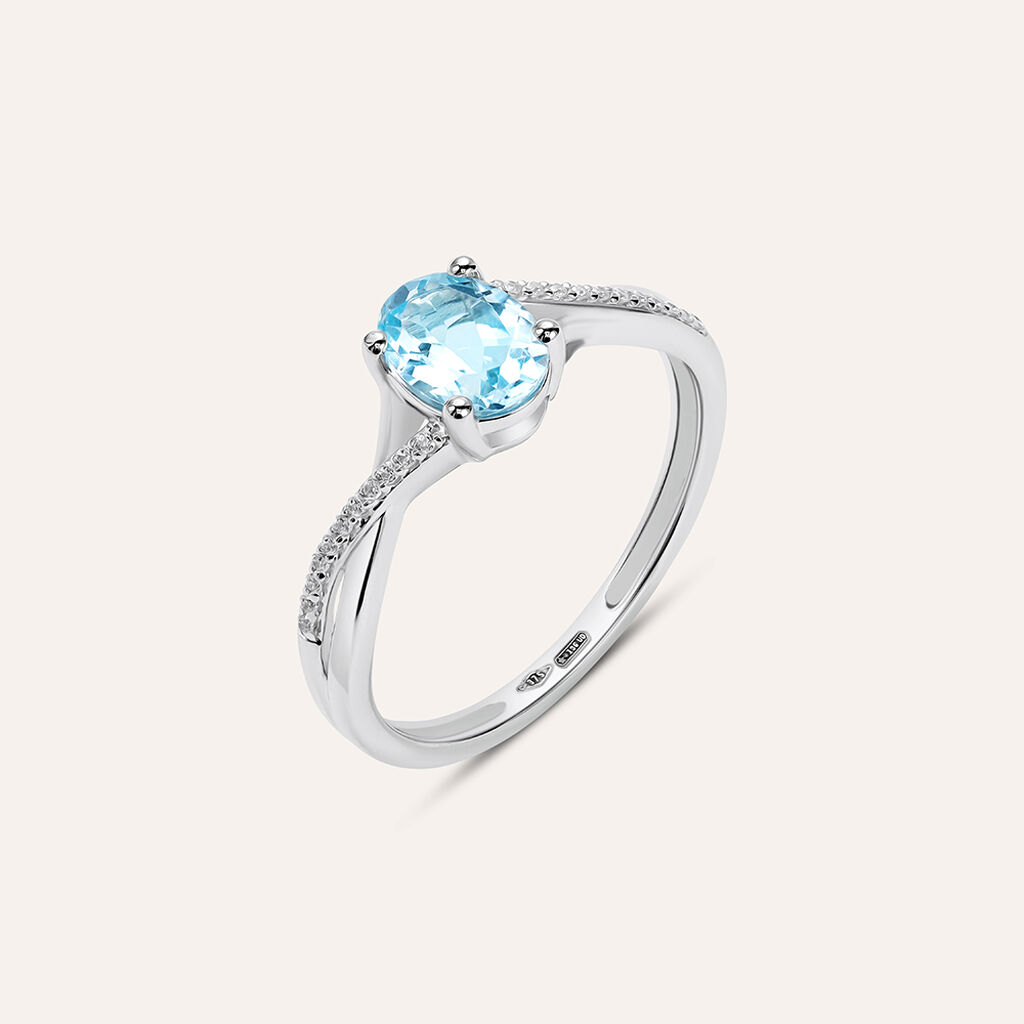 Anello Solitario Am&eacute;lie Oro Bianco Topazio Cubic Zirconia