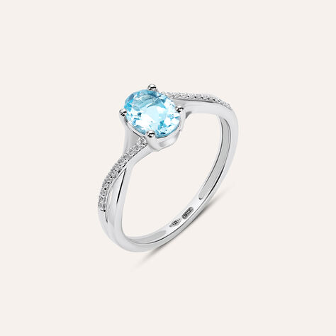 Anello Solitario Am&eacute;lie Oro Bianco Topazio Cubic Zirconia - Anelli con Pietre Donna | Stroili