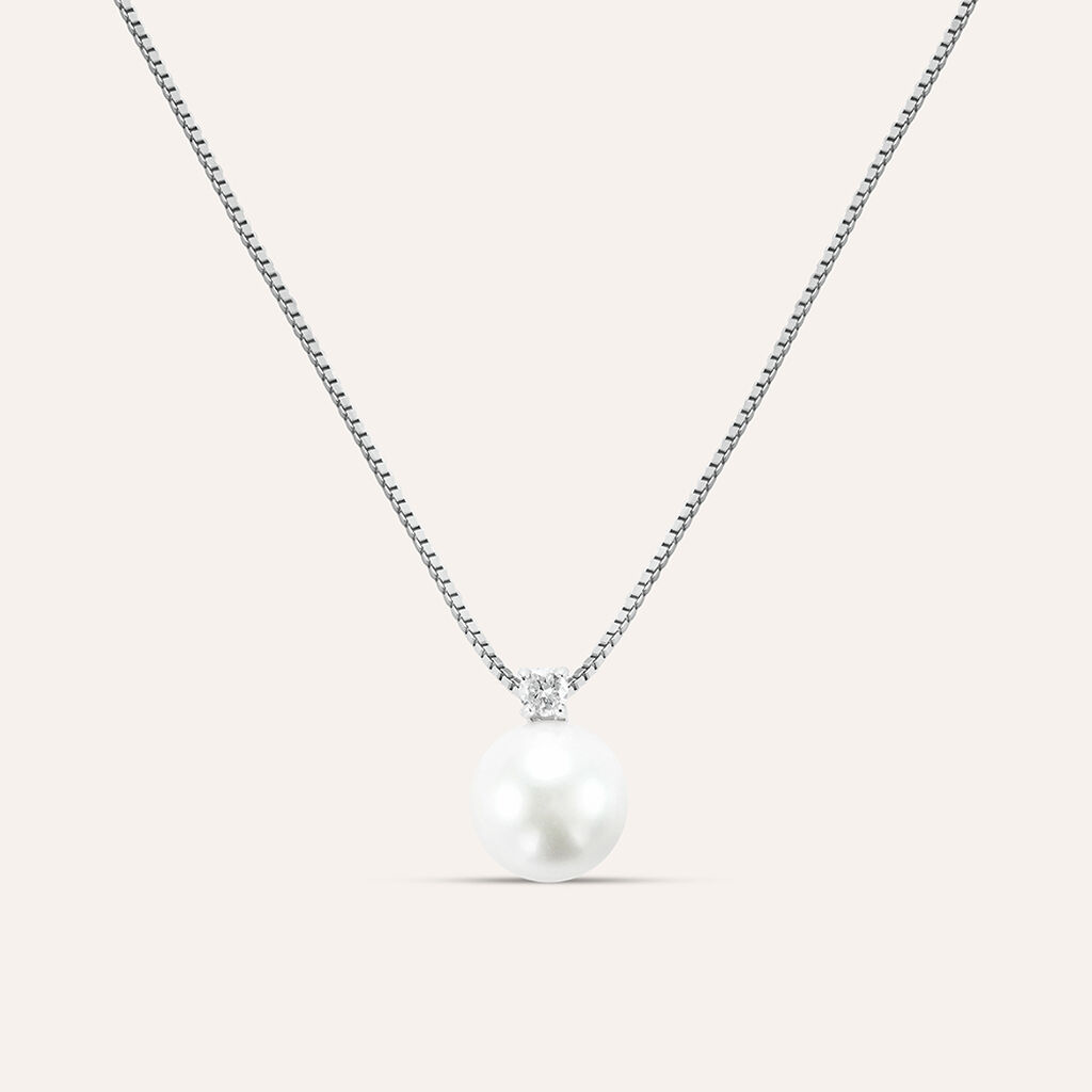 Collana Silver Pearls Argento Rodiato Perla sintentica Cubic Zirconia